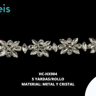 STRASS LATON PIEDRA HC-HX004 5 YDS/ROLLO PLATA-CRISTAL