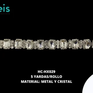 STRASS LATON PIEDRA HC-HX029 5 YDS/ROLLO PLATA-CRISTAL
