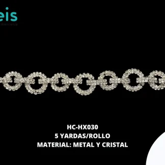 STRASS LATON PIEDRA HC-HX030 5 YDS/ROLLO PLATA-CRISTAL