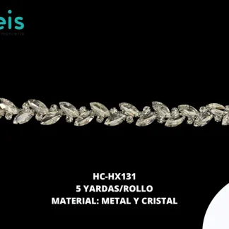 STRASS LATON PIEDRA HC-HX131 5 YDS/ROLLO PLATA-CRISTAL