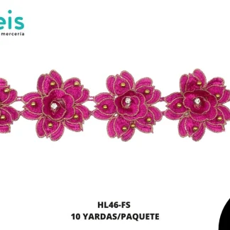 GUIPIUR BORDADO DECORADO HL46-FS FIUSHA 7.5 CM 10 YARDAS/PAQUETE