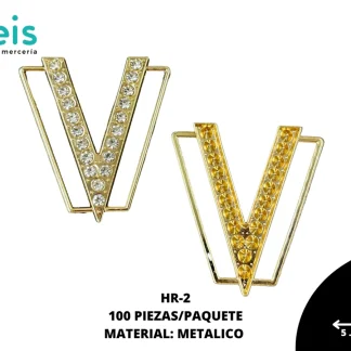 HERRAJE METAL DECORADO V #2 HR-2 100 PZ/PQT DORADO