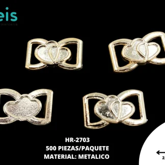 HERRAJE PLASTICO CORAZON 500 PZ/PQT DORADO
