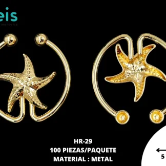 HERRAJE METALICO ESTRELLA #29 100 PZ/PQT DORADO