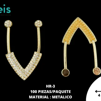 HERRAJE METAL DECORADO V #3 HR-3 100 PZ/PQT DORADO