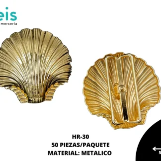 HERRAJE METALICO ALMEJA #30 HR-30 50 PZ/PQT DORADO