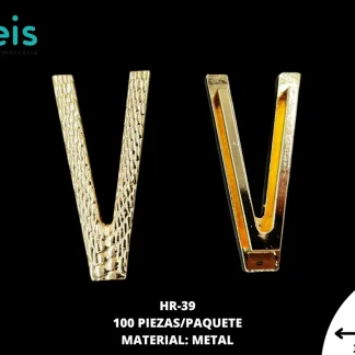 HERRAJE METAL V #39 HR-39 100 PZ/PQT DORADO