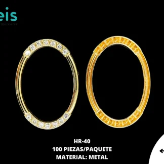 HERRAJE METALICO OVALO PIEDRA #40 100 PZ/PQT DORADO
