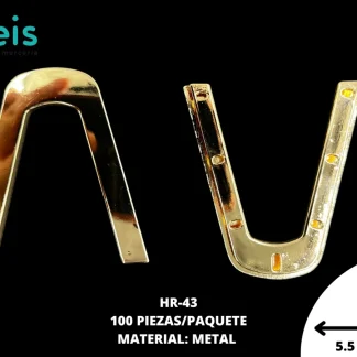 HERRAJE METAL EN V #43 HR-43 100 PZ/PQT DORADO