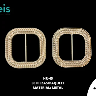HERRAJE METALICO CUADRADO HEBILLA #45 50 PZ/PQT DORADO