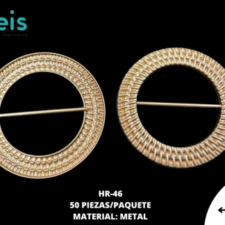 HERRAJE METALICO REDONDO HEBILLA 50 PZ/PQT DORADO