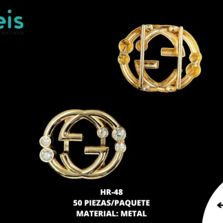 HERRAJE METALICO GG CON PIEDRA 50 PZ/PQT DORADO