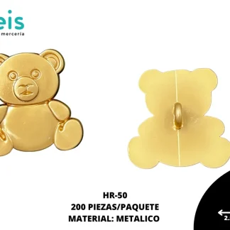 BOTON ZAMACK PATA OSO 200 PZ/PQT DORADO MATE