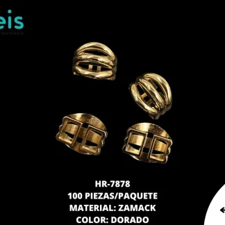 HERRAJE METÁLICO 2.3*1.9CM HR-7878 100 PZ/PQT DORADO