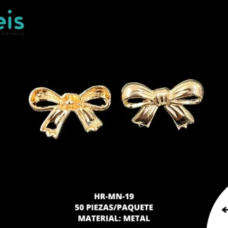 HERRAJE METLIZADO MOÑO 19x28 MM 50U/PQT DORADO