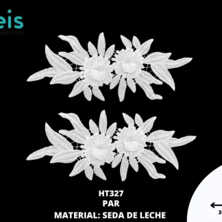 APLICACIONES EN PAR 3D SEDA DE LECHE HT327 30cmX12cm BLANCO