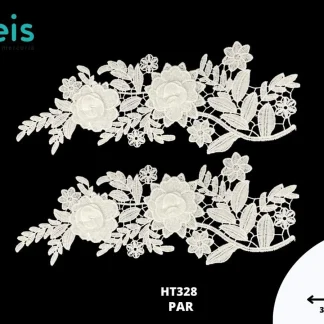 APLICACIONES EN PAR 3D SEDA DE LECHE HT328 30cmX13cm BLANCO