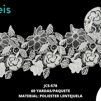 GUIPIUR SEDA DE LECHE CON LENTEJUELA JCS-578 15 YDS/PAQ 25CM BLANCO