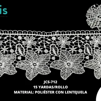 GUIPIUR POLIESTER Y LENTEJUELA BLANCO JCS-711