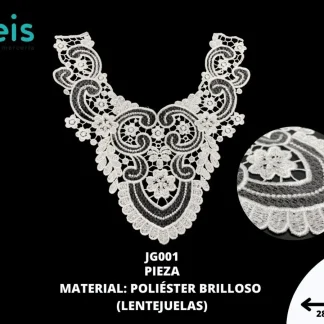 CUELLO TULL LENTEJUELA SIN PIEDRA 25 PZ/PQT JG001 BLANCO