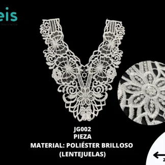 CUELLO TULL LENTEJUELA SIN PIEDRA 25 PZ/PQT JG002 BLANCO