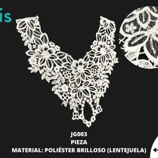 CUELLOS POLIESTER BRILLOSO TULL LENTEJUELA 25 PZ/PQT JG003 BLANCO