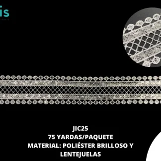 GUIPIUR POLIESTER BRILLOSO LENTEJUELA JIC25 75 YDS/PAQ BLANCO