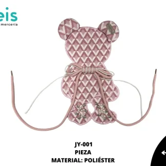 PARCHES PEDRERIA OSO CON ROMBOS CON MOÑO DE AGUJETA JY-001 25 PZ/PQT ROSA