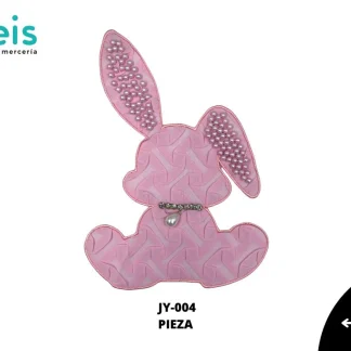 PARCHES PEDRERIA CONEJO SENTADO CON PERLA JY-004 25 PZ/PQT ROSA