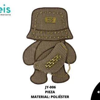 PARCHES PEDRERIA OSO CON GORRA Y BOLSO JY-006 25 PZ/PQT CAFÉ