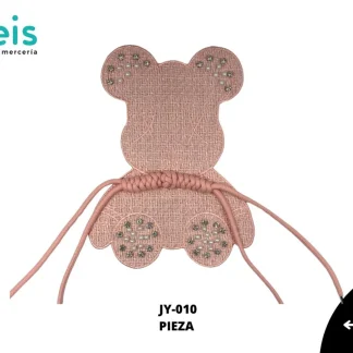 PARCHES PEDRERIA OSO ROSA CON PERLA Y MOÑO DE CORDON JY-010 25 PZ/PQT ROSA