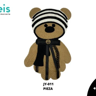 PARCHES BORDADOS Y ESTAMBRE OSO CON GORRO JY-011 18cmX28cm 25 PZ/PQT CAFE
