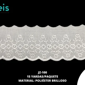 GUIPIUR TULL BORDADO 15 YDS/PQT 8.5 cm JZ-100 BLANCO