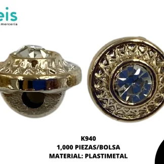 BOTON PIEDRA 18L REF: K940 1000 PZ/PQT ORO ROSADO