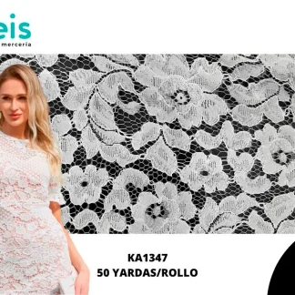 TELA GUIPIUR 150CM ROLLO 50/YARDAS KA1347 BLANCO
