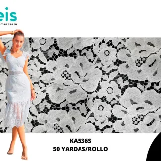 TELA GUIPIUR 150CM ROLLO 50/YARDAS KA536S BLANCO