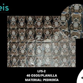 LAMINA STRASS VIDRIO OSO SENTADO 40X60MM LF-2 40 OSOS