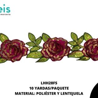 GUIPIUR BORDADO 3D LENTEJUELA FLOR 10 YDS/PQT FIUSHA
