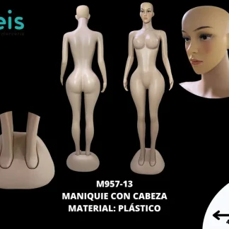 ACCESORIOS MANIQUIES CUERPO COMPLETO CON BASE Y CABEZA M957-13 46cmX185cm PIEL