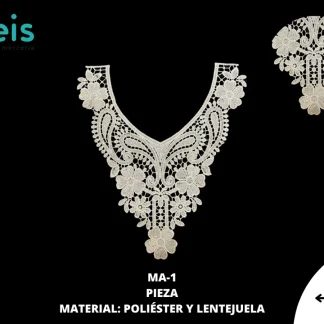 CUELLO POLIESTER CON LENTEJUELA MA-1 25 PZ/PQT BLANCO