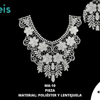CUELLO POLIESTER CON LENTEJUELA MA-10 25 PZ/PQT BLANCO