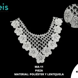 CUELLO POLIESTER CON LENTEJUELA MA-11 25 PZ/PQT BLANCO