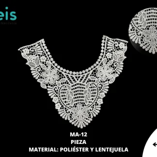 CUELLO POLIESTER CON LENTEJUELA MA-12 25 PZ/PQT BLANCO