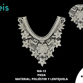 CUELLO POLIESTER CON LENTEJUELA MA-13 25 PZ/PQT BLANCO