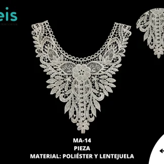 CUELLO POLIESTER CON LENTEJUELA MA-14 25 PZ/PQT BLANCO