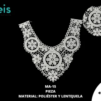 CUELLO POLIESTER CON LENTEJUELA MA-15 25 PZ/PQT BLANCO