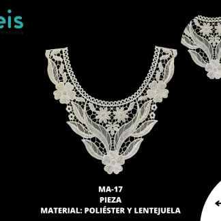 CUELLO POLIESTER CON LENTEJUELA MA-17 25 PZ/PQT BLANCO