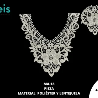 CUELLO POLIESTER CON LENTEJUELA MA-18 25 PZ/PQT BLANCO