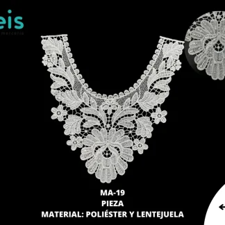 CUELLO POLIESTER CON LENTEJUELA MA-19 25 PZ/PQT BLANCO