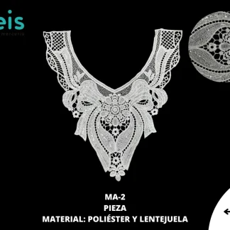 CUELLO POLIESTER CON LENTEJUELA MA-2 25 PZ/PQT BLANCO
